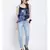 Blue printed Polyester Top
