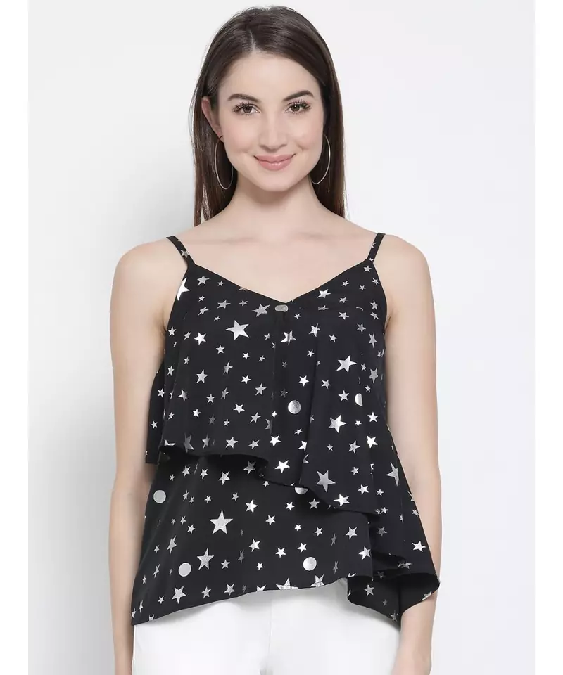 Black printed Cotton Top