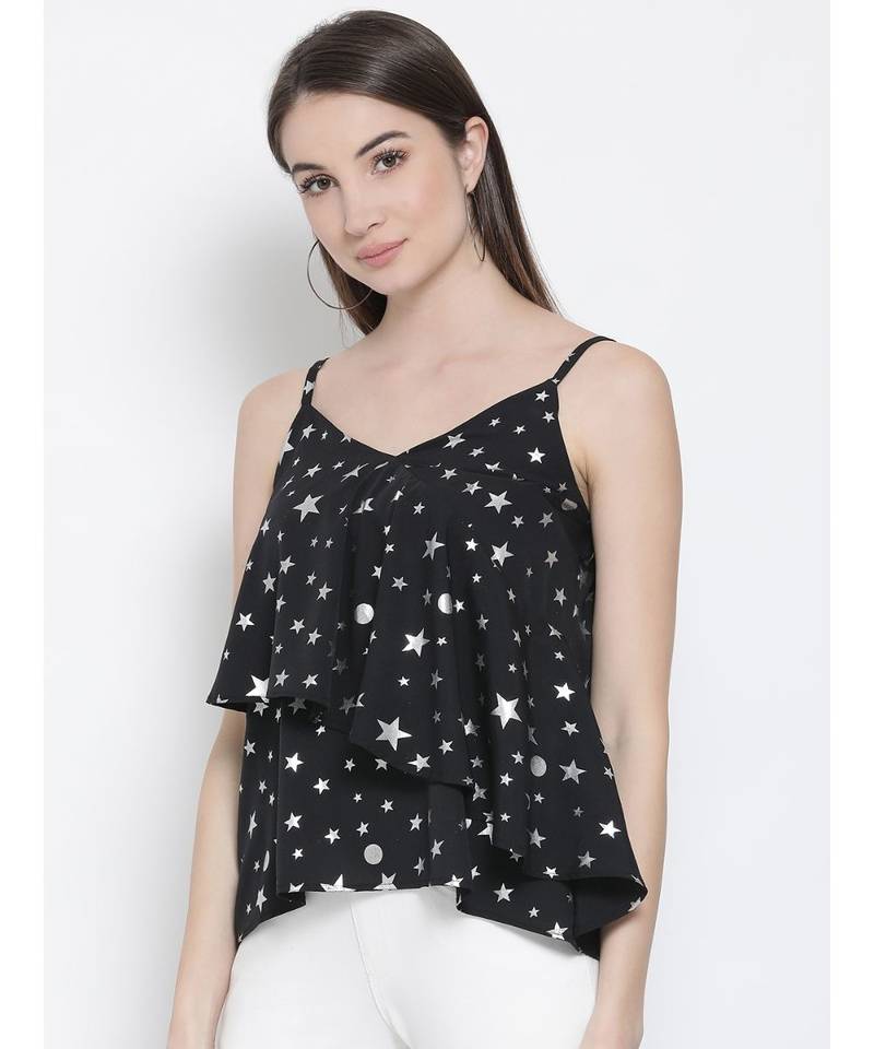 Black printed Cotton Top