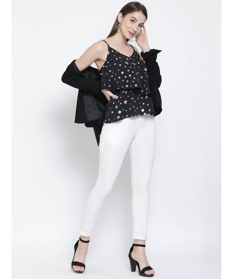 Black printed Cotton Top