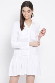 White plain Cotton Dress
