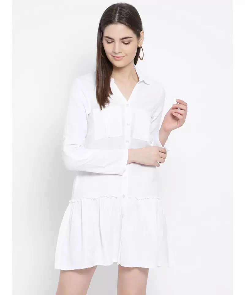 White plain Cotton Dress