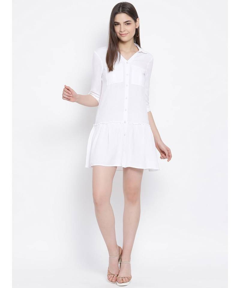 White plain Cotton Dress
