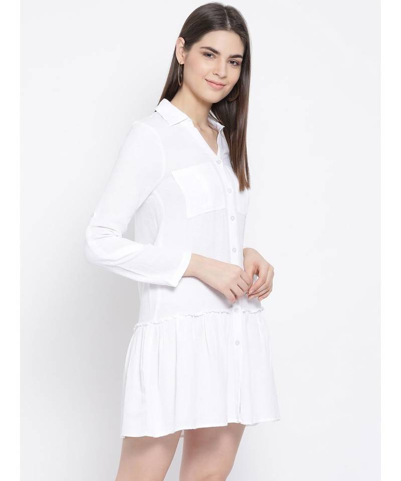 White plain Cotton Dress
