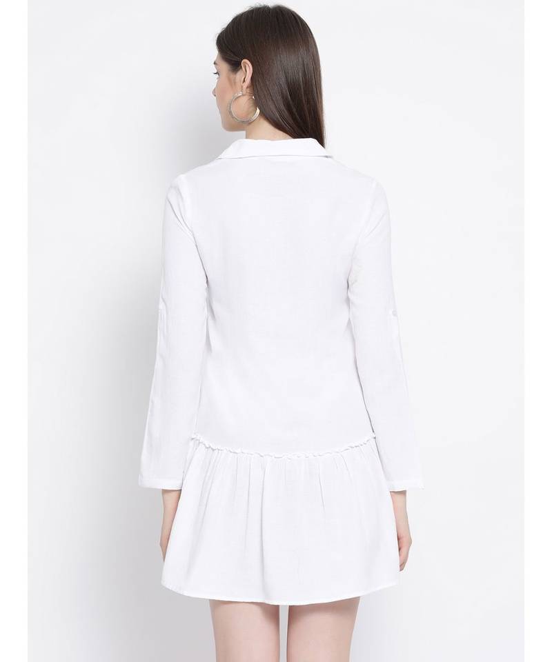 White plain Cotton Dress