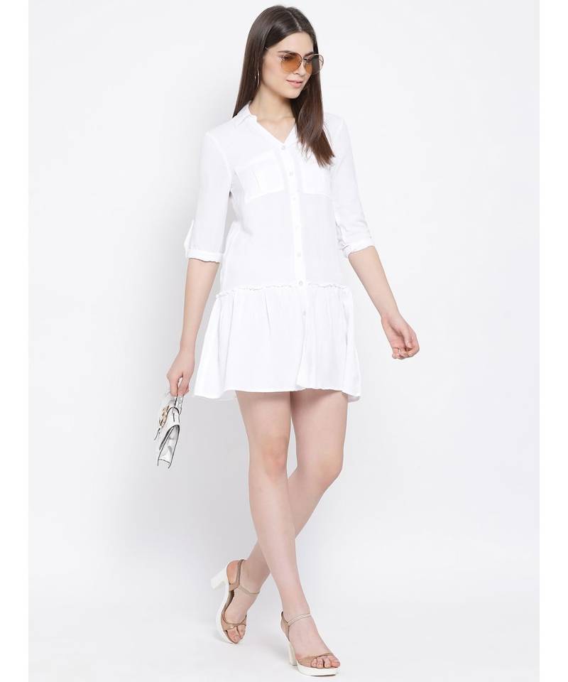 White plain Cotton Dress