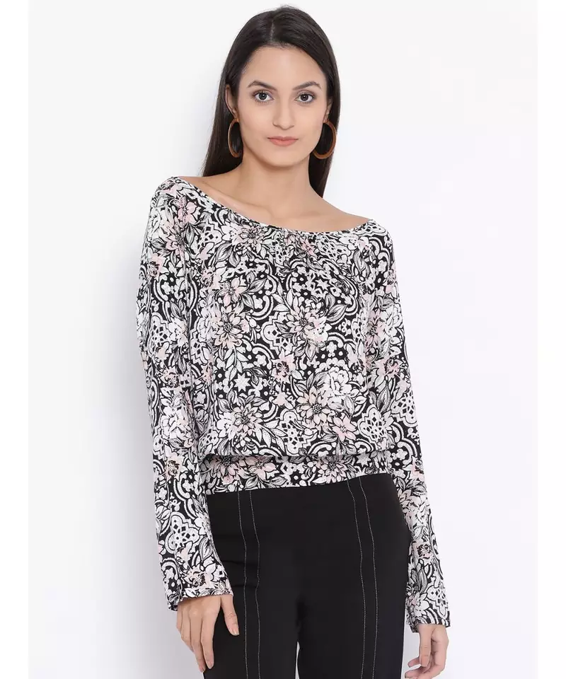 Black printed Cotton Top