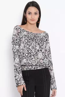 Black printed Cotton Top