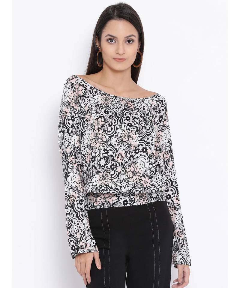 Black printed Cotton Top