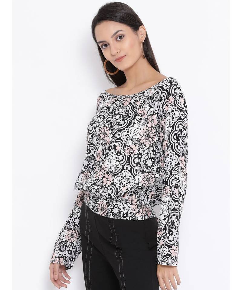 Black printed Cotton Top