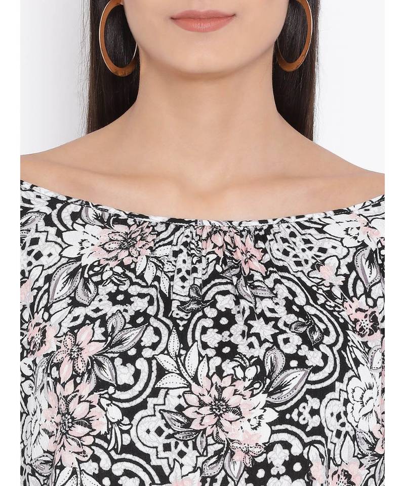 Black printed Cotton Top