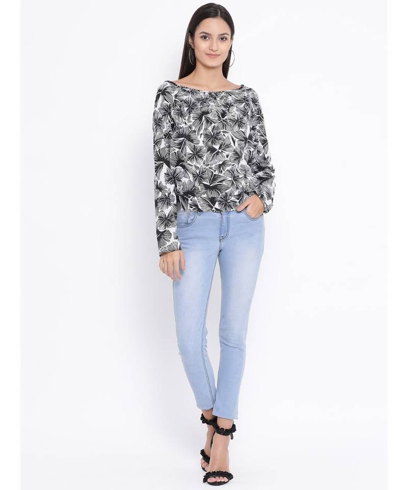 Black printed Cotton Top