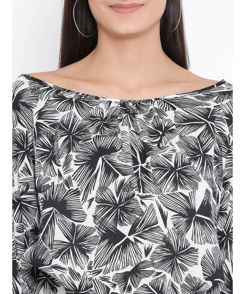 Black printed Cotton Top