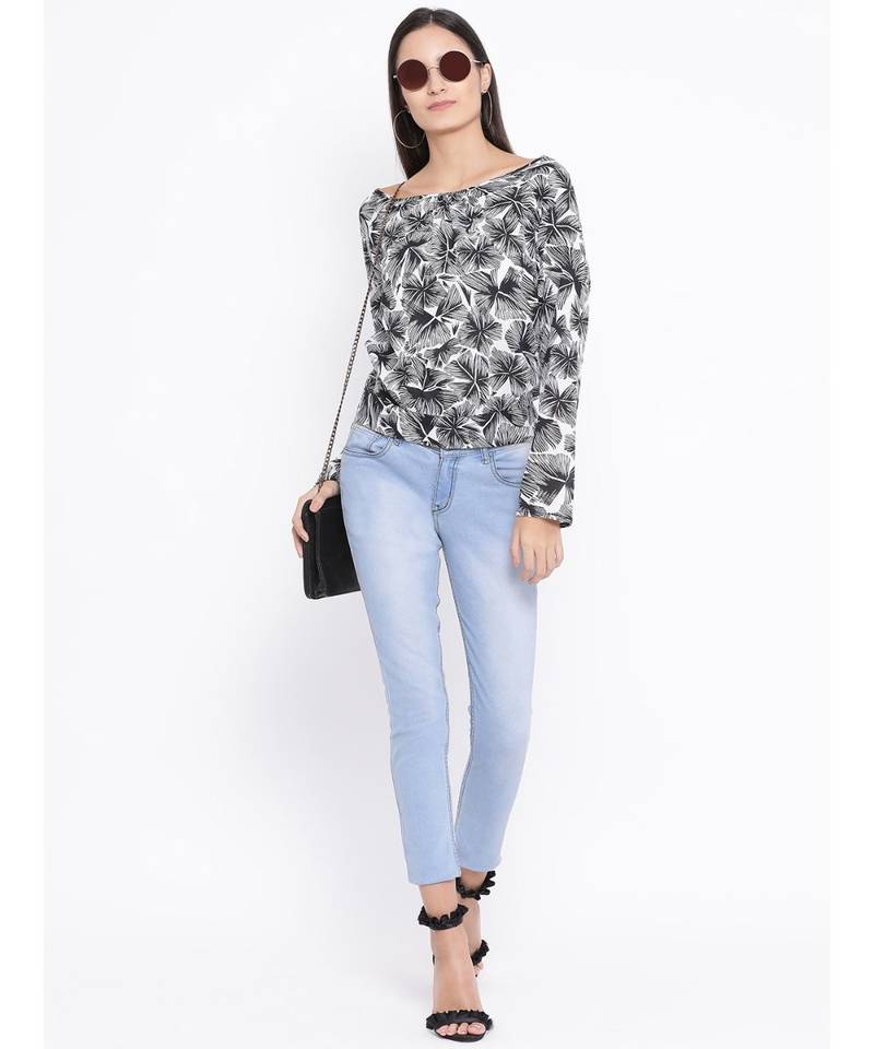 Black printed Cotton Top