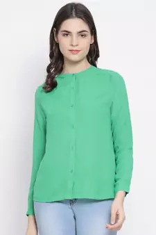 Green printed Cotton Shirt