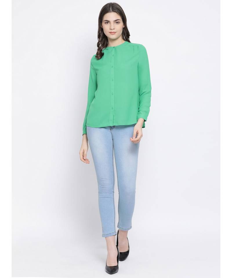 Green printed Cotton Shirt