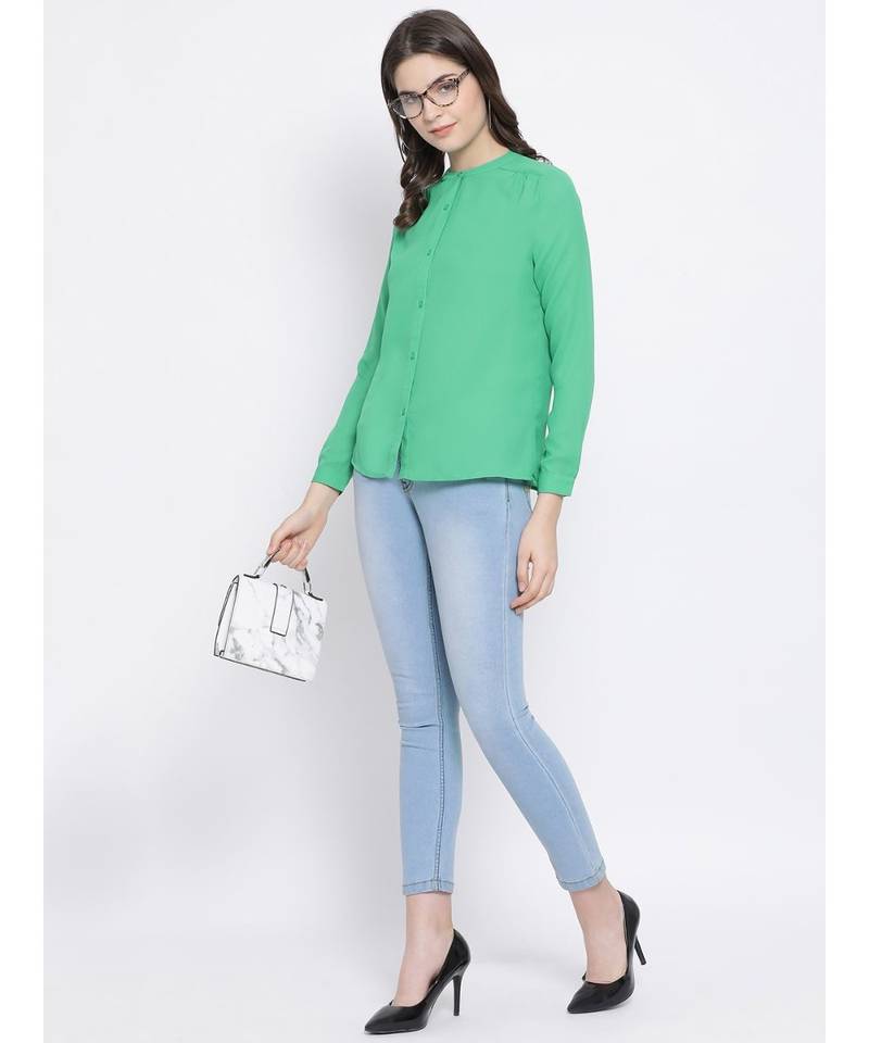 Green printed Cotton Shirt