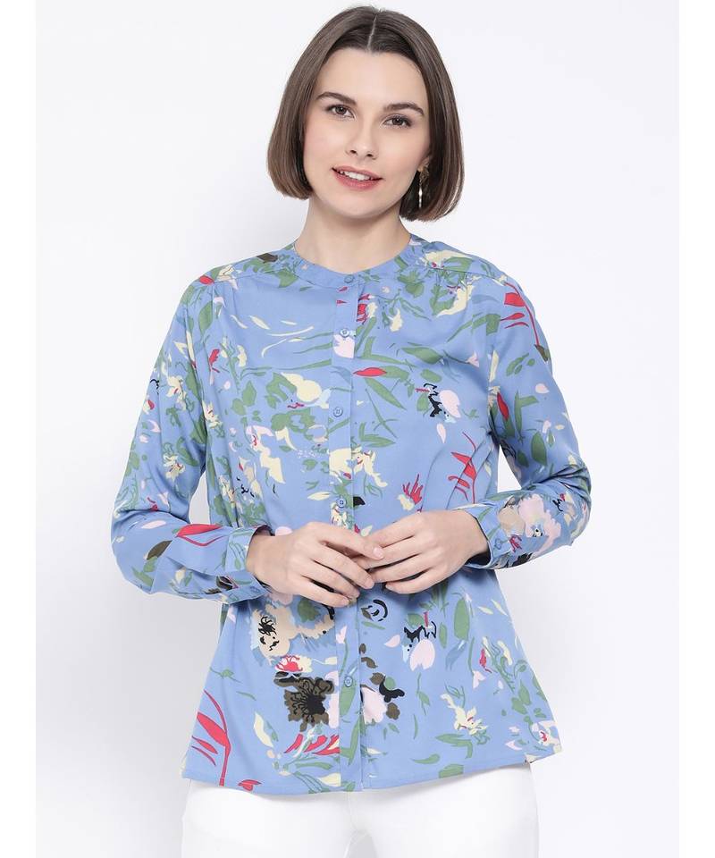 Blue printed Cotton Shirt