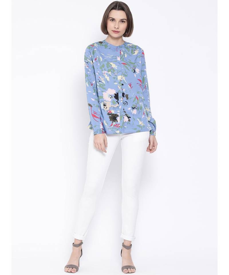 Blue printed Cotton Shirt