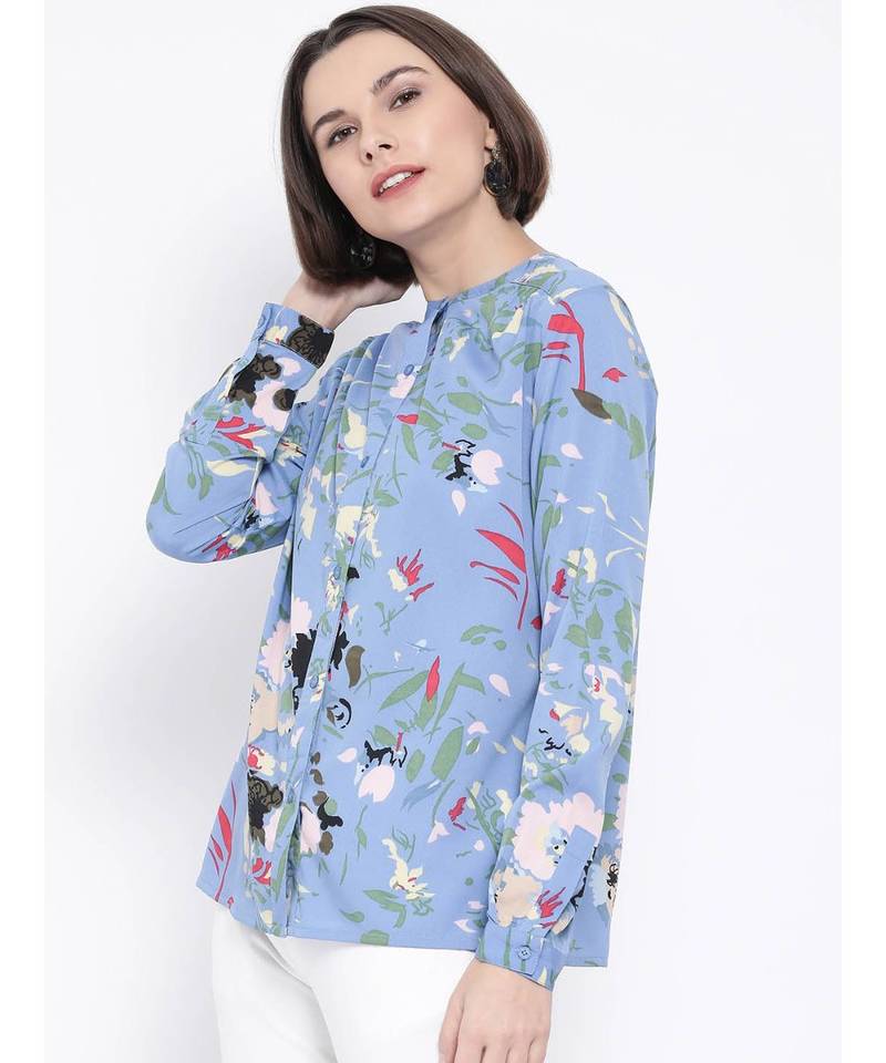 Blue printed Cotton Shirt