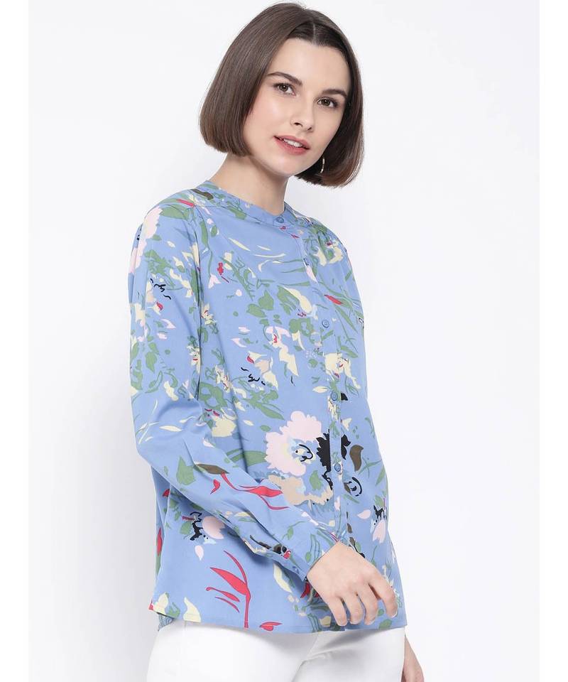 Blue printed Cotton Shirt