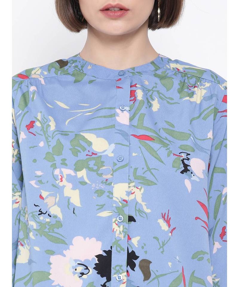 Blue printed Cotton Shirt