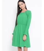 Green plain Polyester Dress