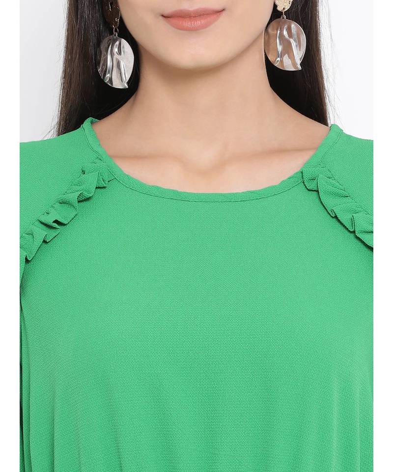 Green plain Polyester Dress