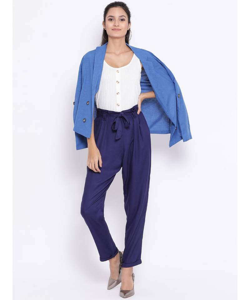 Blue printed Cotton Pant