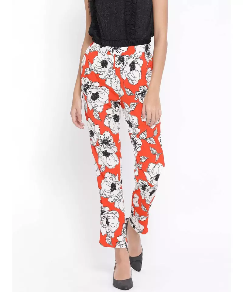 Red printed Cotton Pant