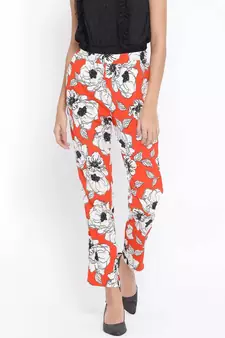 Red printed Cotton Pant