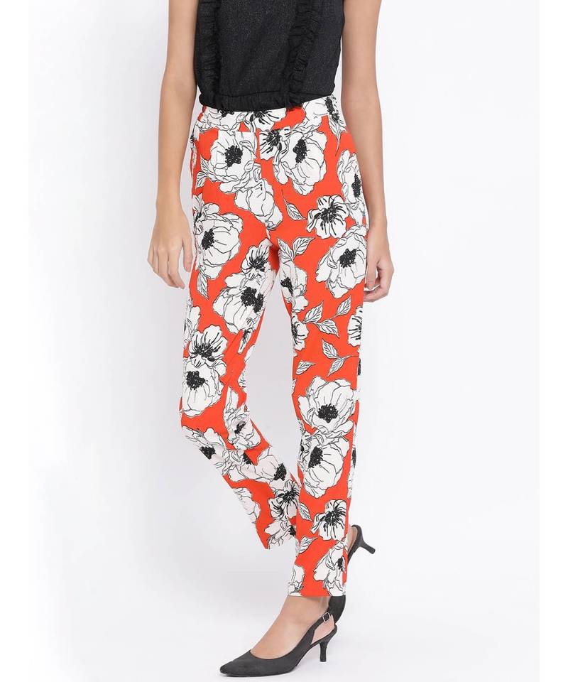Red printed Cotton Pant