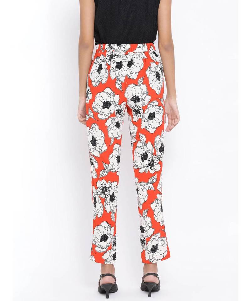 Red printed Cotton Pant