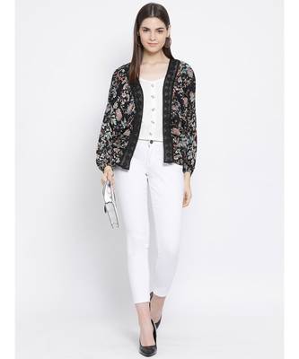 Black printed Cotton Shrug 2