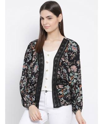 Black printed Cotton Shrug 3