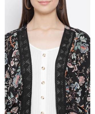 Black printed Cotton Shrug 5