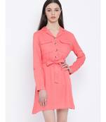 Pink plain Viscose Dress
