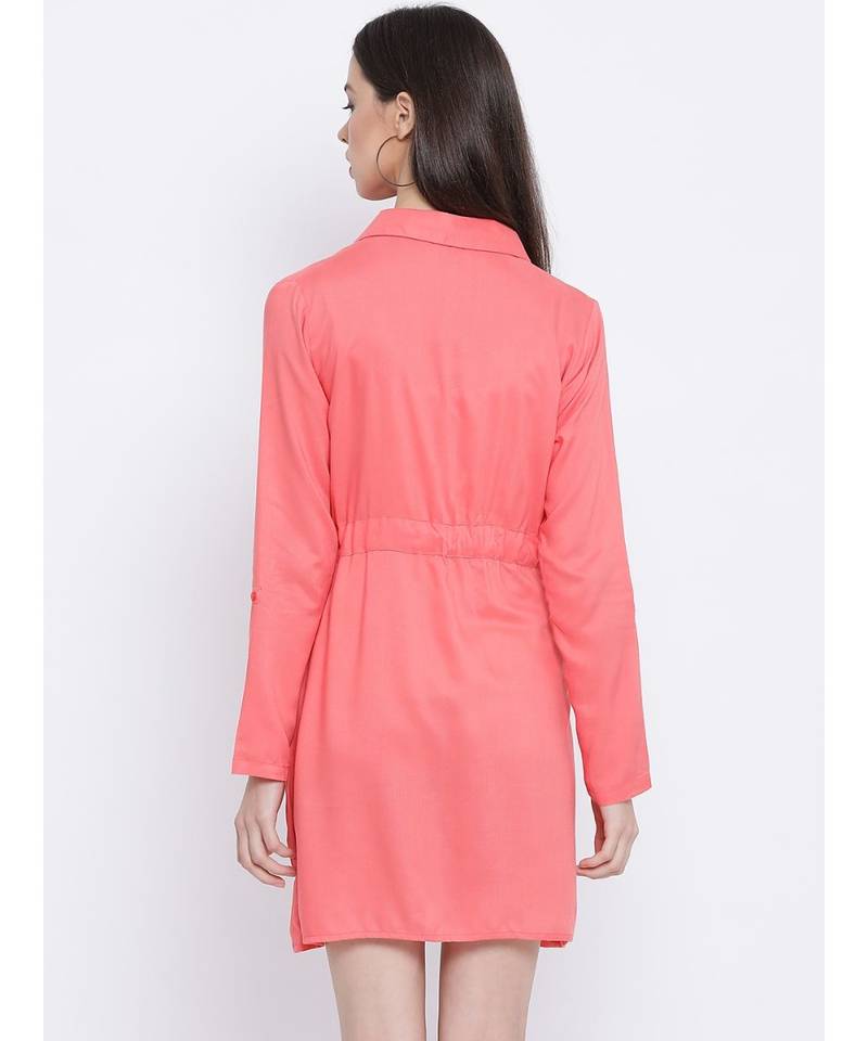 Pink plain Viscose Dress