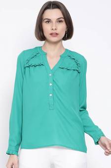 Green printed Cotton Top