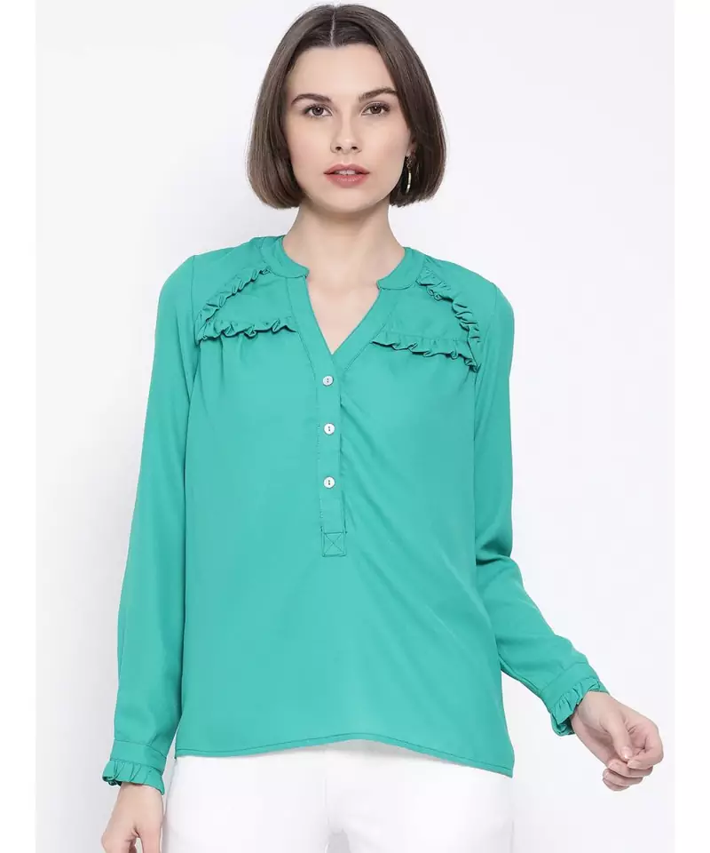 Green printed Cotton Top
