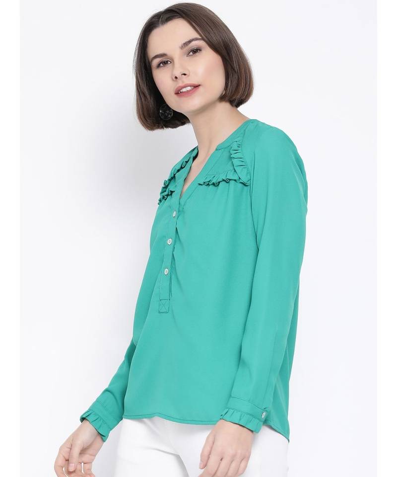 Green printed Cotton Top