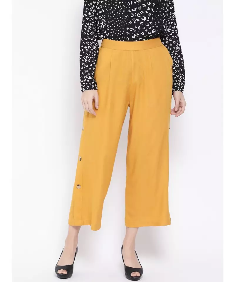 Yellow printed Cotton Pant