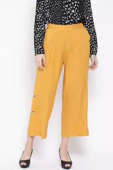 Yellow printed Cotton Pant