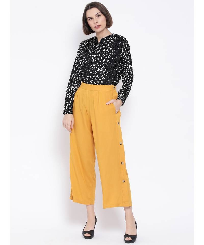 Yellow printed Cotton Pant