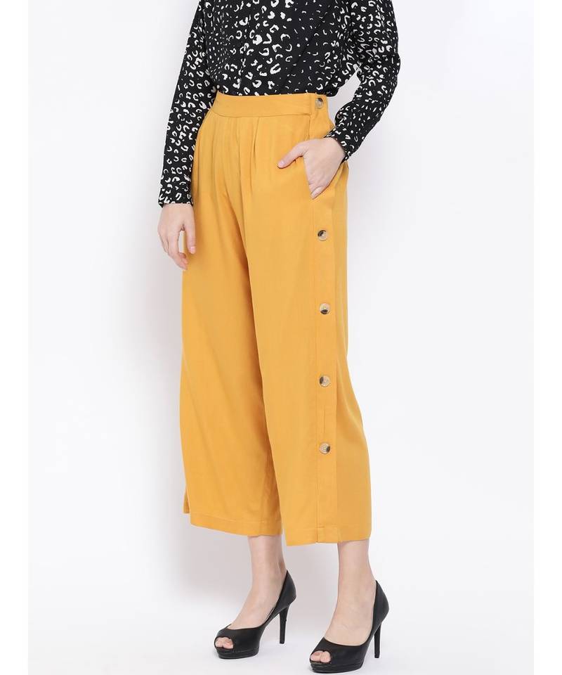 Yellow printed Cotton Pant