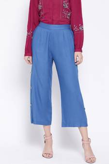 Blue printed Cotton Pant