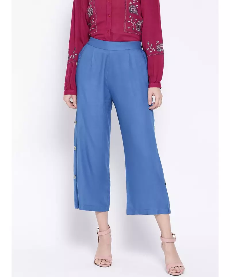 Blue printed Cotton Pant