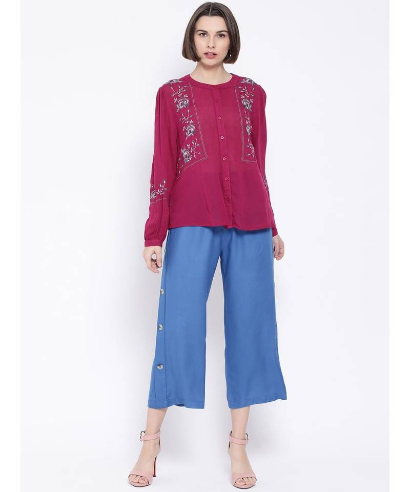 Blue printed Cotton Pant
