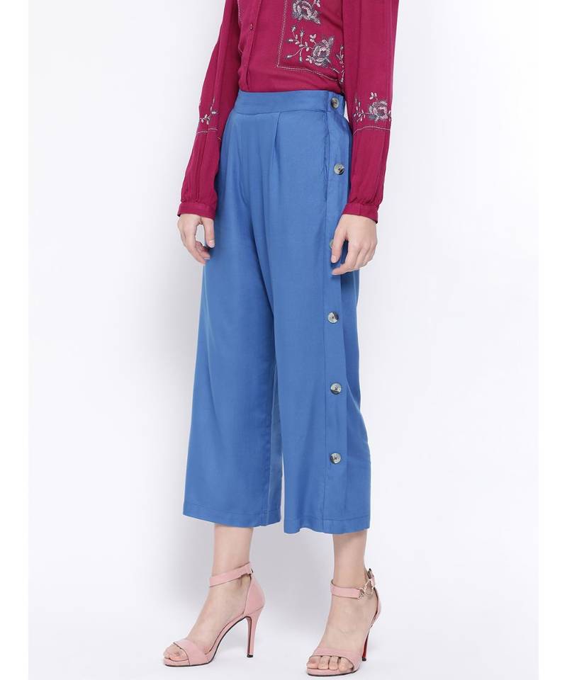 Blue printed Cotton Pant