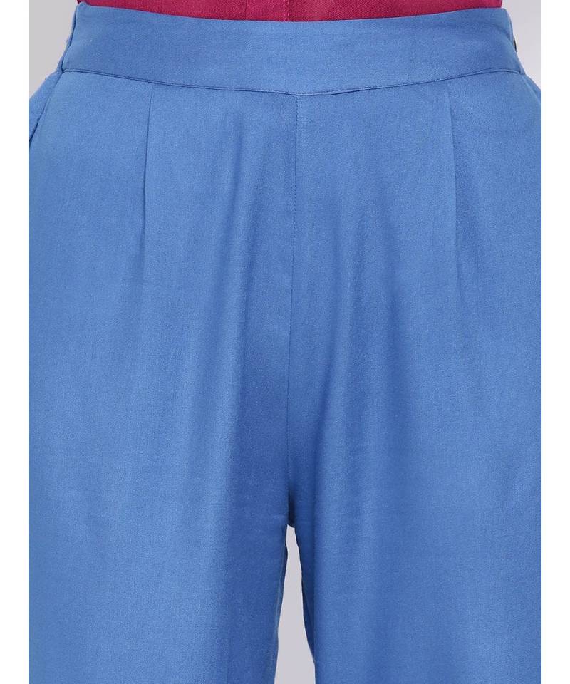 Blue printed Cotton Pant